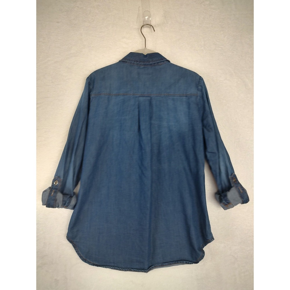 Max Jeans Denim Tunic Shirt Long Sleeve Button Down Casual Top Small - Picture 2 of 6